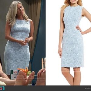 Calvin Klein Light Blue Patterned Sleeveless Midi Dress Sz 4